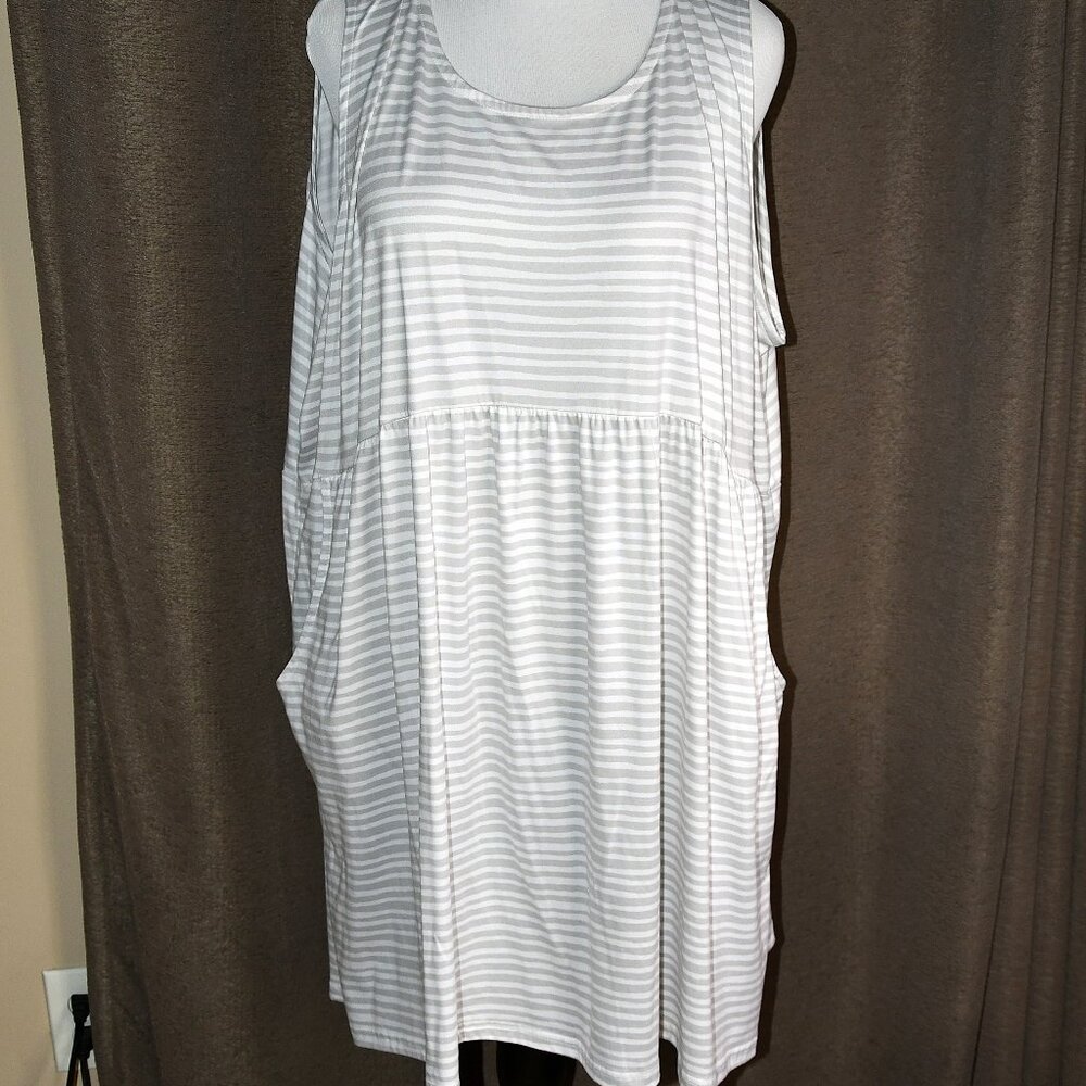 Muk Luks White & Grey Striped Tank Dress